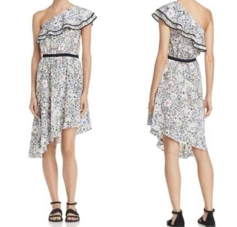 NWT Likely Daisy Ruffle One Shoulder Dress Size 12 Asymmetrical Hem